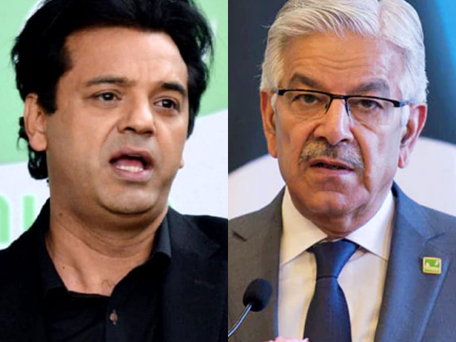 former pti leader usman dar l and pml n leader khawaja asif r photo file