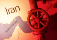 a map showing the strait of hormuz and iran is seen behind a 3d printed oil pipeline in this illustration taken june 22 2025 reuters