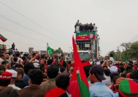 supporters of pti gather as they listen to the speech by cm afridi during a protest march in kohat on october 6 2026 photo reuters
