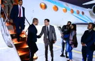 omani foreign minister sayyid badr bin hamad bin hamood albusaidi is received by additional secretary economic affairs division and additional secretary middle east after arriving in islamabad on tuesday fo x
