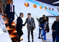 omani foreign minister sayyid badr bin hamad bin hamood albusaidi is received by additional secretary economic affairs division and additional secretary middle east after arriving in islamabad on tuesday fo x