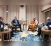 from left to right egyptian foreign minister badr abdelatty turkish foreign minister hakan fidan saudi foreign minister faisal bin farhan al saud and pakistani foreign minister ishaq dar photo file