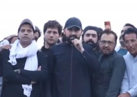 k p chief minister sohail afridi addressing participants of the pti long march in lachi tehsil of kohat on monday screengrab pti x