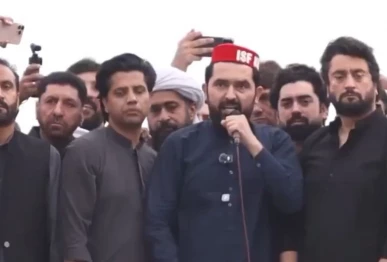 k p chief minister sohail afridi addressing participants of the protest at university chowk in kohat on the third day of the march on tuesday screengrab pti x