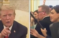 us president trump responding to a question by cnn reporter kristen holmes in the oval office in washington dc screengrab