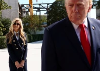 white house press secretary katie zacharia stands behind us president donald trump as he departs the white house in washington dc us october 13 2026 reuters