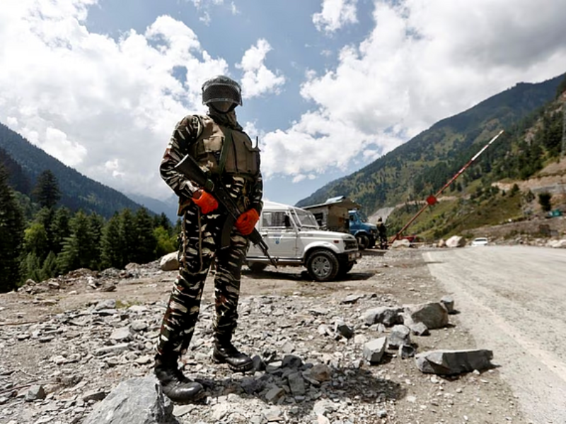 an indian central reserve police force crpf personnel stands guard at a checkpoint along a highway leading to ladakh september 2 2020 reuters