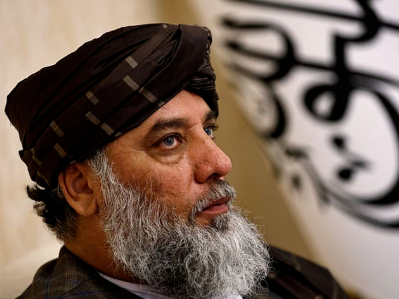 taliban s acting commerce minister haji nooruddin azizi speaks during an interview with reuters at the embassy of afghanistan in beijing china october 19 2023 photo reuters