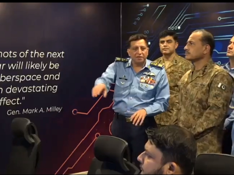 chief of army staff general syed asim munir on thursday paid a visit to an operational air base of pakistan air force to witness the on going aerial exercise indus shield 2023 screengrab from pakistan armed forces news s x handle video