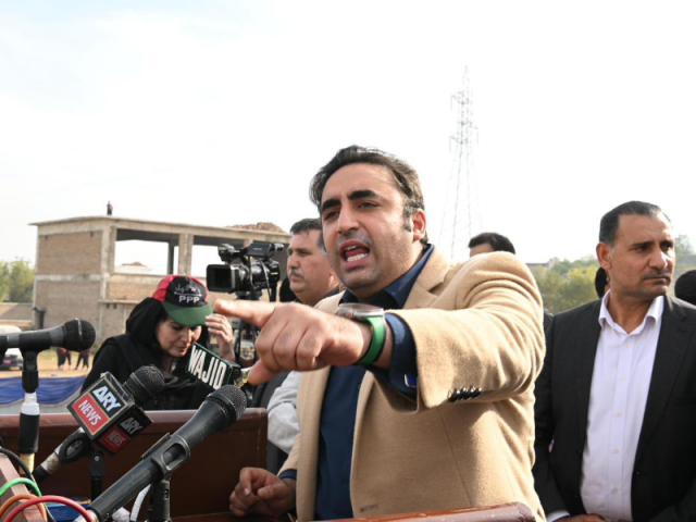 ppp chairman bilawal bhutto zardari addressing a party convention in kohat on december 10 2023 photo ppp media cell