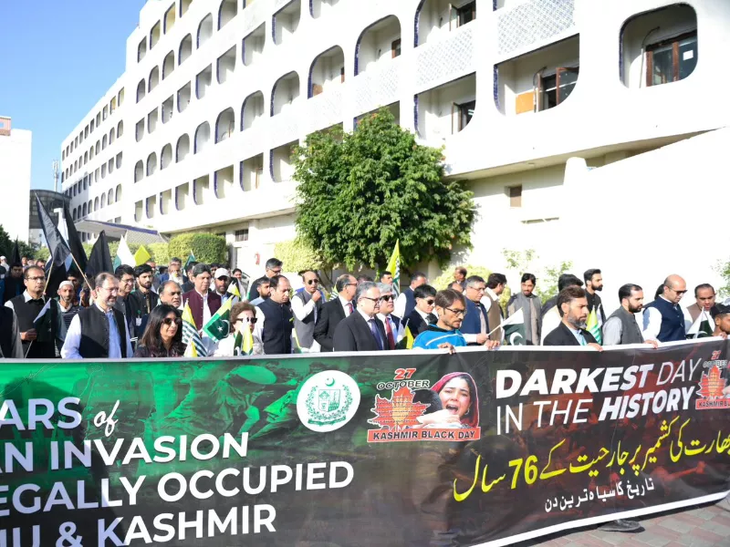 pakistan observes 76th anniversary of india s occupation of jammu and kashmir as black day on october 27 2023 photo app