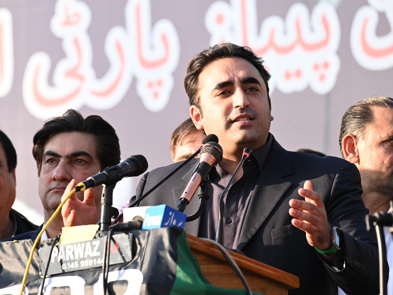 ppp chairman bilawal bhutto zardari addresses party s convention in abbottabad on november 16 2023 photo ppp s x handle