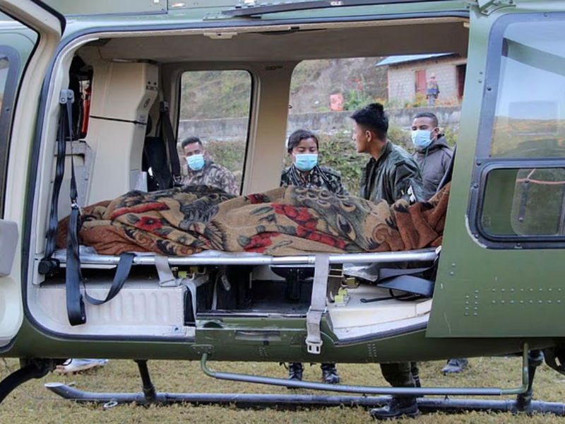 an injured person is seen inside a helicopter after an earthquake in jajarkot nepal november 4 2023 photo reuters