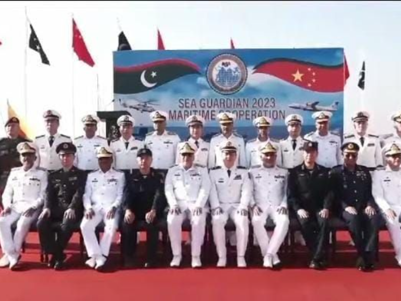 the opening ceremony of pakistan navy and china s pla navy bilateral exercise sea guardian 2023 was held at pakistan navy dockyard karachi on saturday november 11 2023 screengrab