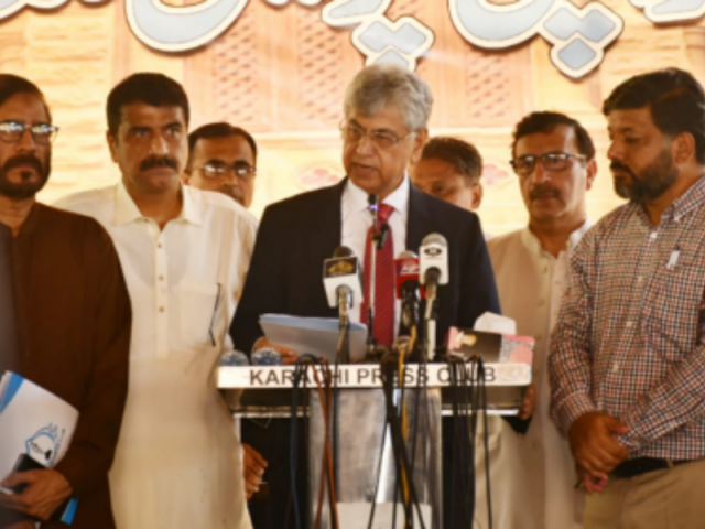 federal caretaker information minister murtuza solangi addresses press conference at press club karachi on september 23 2023 photo app federal caretaker information minister murtuza solangi addresses press conference at press club karachi on september 23 2023 photo app