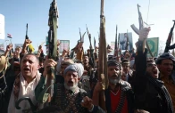 houthi supporters rally to show support for the movement as fighting intensifies across several yemeni fronts in sanaa yemen october 9 2026 reuters
