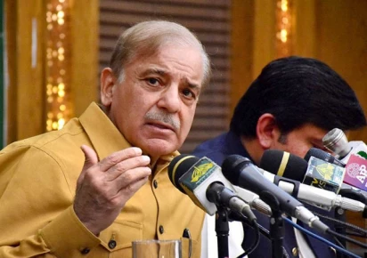 prime minister shehbaz sharif addressing a press conference in islamabad photo app