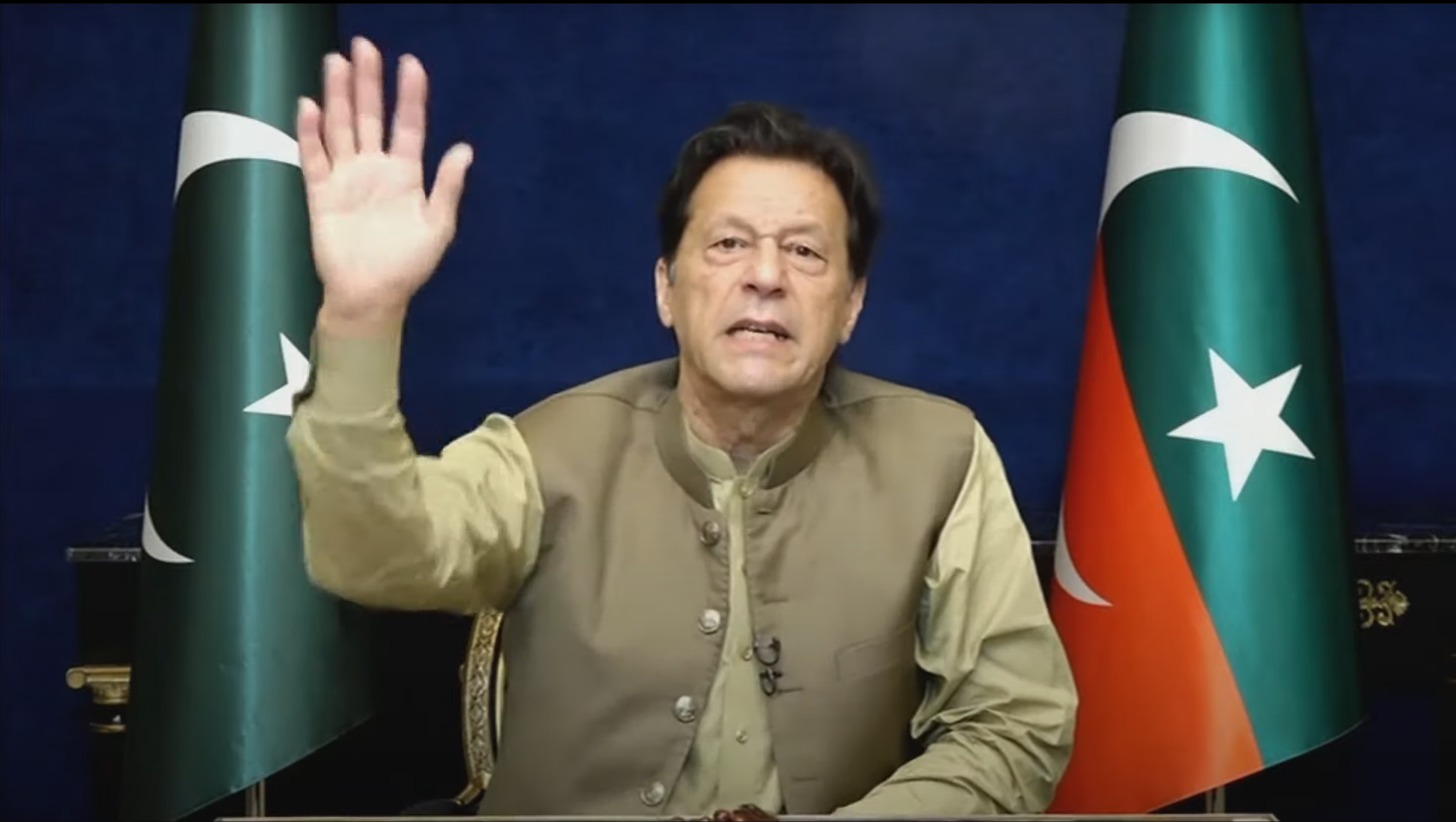 pakistan tehreek e insaf pti chairman imran khan addressing his supporters on march 19 2023 screengrab