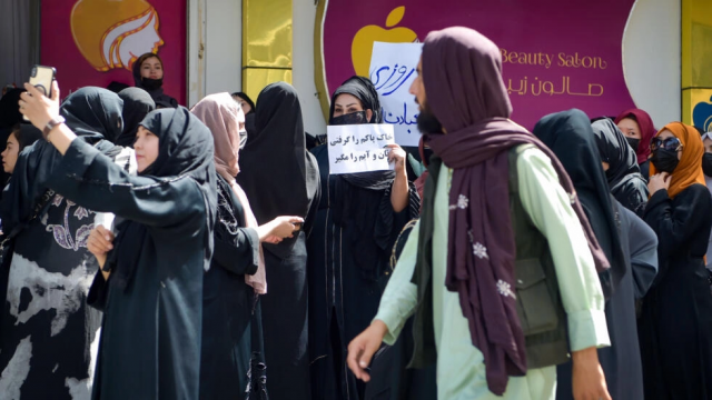 afghan women protest against the ban on beauty parlours in the capital kabul photo afp afghan women protest against the ban on beauty parlours in the capital kabul photo afp