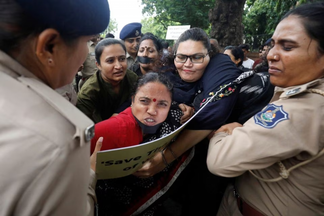 police officers detain demonstrators during a protest against the alleged sexual assault of two tribal women in the eastern state of manipur in ahmedabad india july 23 2023 photo reuters police officers detain demonstrators during a protest against the alleged sexual assault of two tribal women in the eastern state of manipur in ahmedabad india july 23 2023 photo reuters