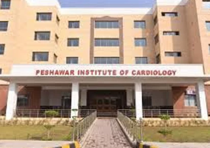 Security personnel investigating medical supply theft at Peshawar Institute