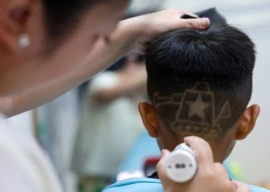 chinese hair salon offers military themed haircuts to children chinese hair salon offers military themed haircuts to children