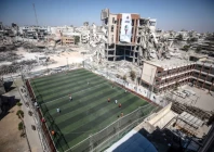 a football pitch amid the rubble in gaza city photo afp a football pitch amid the rubble in gaza city photo afp
