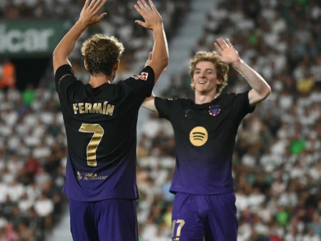 anthony gordon set up two goals and fermin lopez netted two as barca thrashed elche in their liga season opener photo afp anthony gordon set up two goals and fermin lopez netted two as barca thrashed elche in their liga season opener photo afp