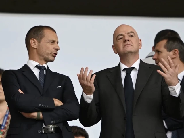 uefa president aleksander ceferin l and fifa president gianni infantino pictured in the stands ahead of the uefa euro 2024 photo afp uefa president aleksander ceferin l and fifa president gianni infantino pictured in the stands ahead of the uefa euro 2024 photo afp