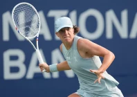 iga swiatek pol hits a ball to elena rybakina not pictured during the national bank open final at sobeys stadium photo reuters