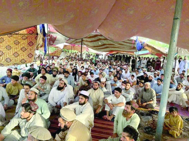 protest sit in by tribesmen in the mir ali tehsil of north waziristan photo express protest sit in by tribesmen in the mir ali tehsil of north waziristan photo express