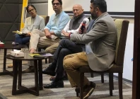iba faculty member and senior journalist shahzeb ahmed speaks at the screening of a documentary highlighting the legal lacunae in the murder of journalist zakir hussain dahar during an event at cej iba on wednesday photo express