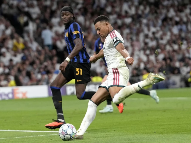 kylian mbapp scores real madrid s opener against inter milan photo afp kylian mbapp scores real madrid s opener against inter milan photo afp
