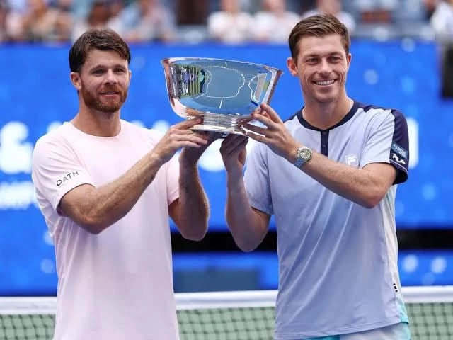 christian harrison left and neal skupski pose with their trophy after winning the men s doubles final match of the us open photo afp christian harrison left and neal skupski pose with their trophy after winning the men s doubles final match of the us open photo afp