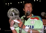 former captain imran khan with icc odi world cup trophy photo afp file