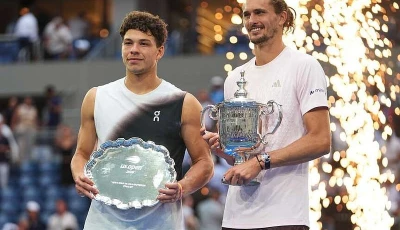 alexander zverev has won the men s us open final beating ben shelton in four sets photo afp