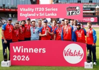 england s harry brook holds the trophy as he celebrates with teammates after winning the series photo reuters