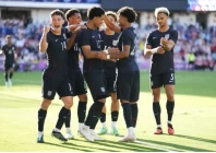 malik tillman is congratulated after scoring the usa s second goal in a 4 1 victory over peru photo afp