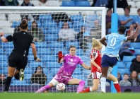 manchester city s khadija shaw scores their fourth goal photo reuters