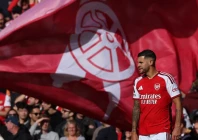 arsenal midfielder bruno guimaraes celebrates scoring his team s second goal against leeds at the emirates photo afp