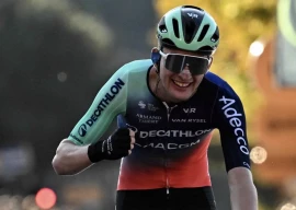 paul seixas celebrates as he wins the giro di lombardia photo afp