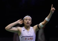 south korea s an se young celebrates after winning the women s final against japan s akane yamaguchi photo reuters