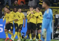 maximilian beier celebrates with teammates after scoring the opening goal during their bundesliga match against eintracht frankfurt photo afp
