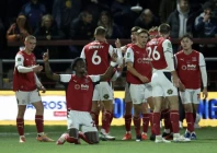 fleetwood striker aaron loupalo bi celebrates scoring against arsenal photo afp