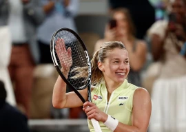 poland s maja chwalinska celebrates winning her semi final match against russia s diana shnaider photo reuters