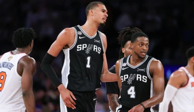 san antonio s victor wembanyama center and teammate de aaron fox helped spark the spurs over host new york in game three of the nba finals photo afp