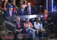 us president donald trump sits next to knicks owner james dolan as they attend game three of the nba finals photo afp us president donald trump sits next to knicks owner james dolan as they attend game three of the nba finals photo afp