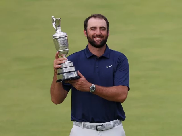 scottie scheffler of the u s celebrates with the claret jug trophy after winning the 153rd open championship photo reuters scottie scheffler of the u s celebrates with the claret jug trophy after winning the 153rd open championship photo reuters