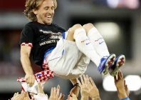 luka modric was feted by his croatia teammates after making his 200th international appearance photo afp