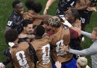 canada players celebrate stephen eustaquio s goal against south africa photo afp file